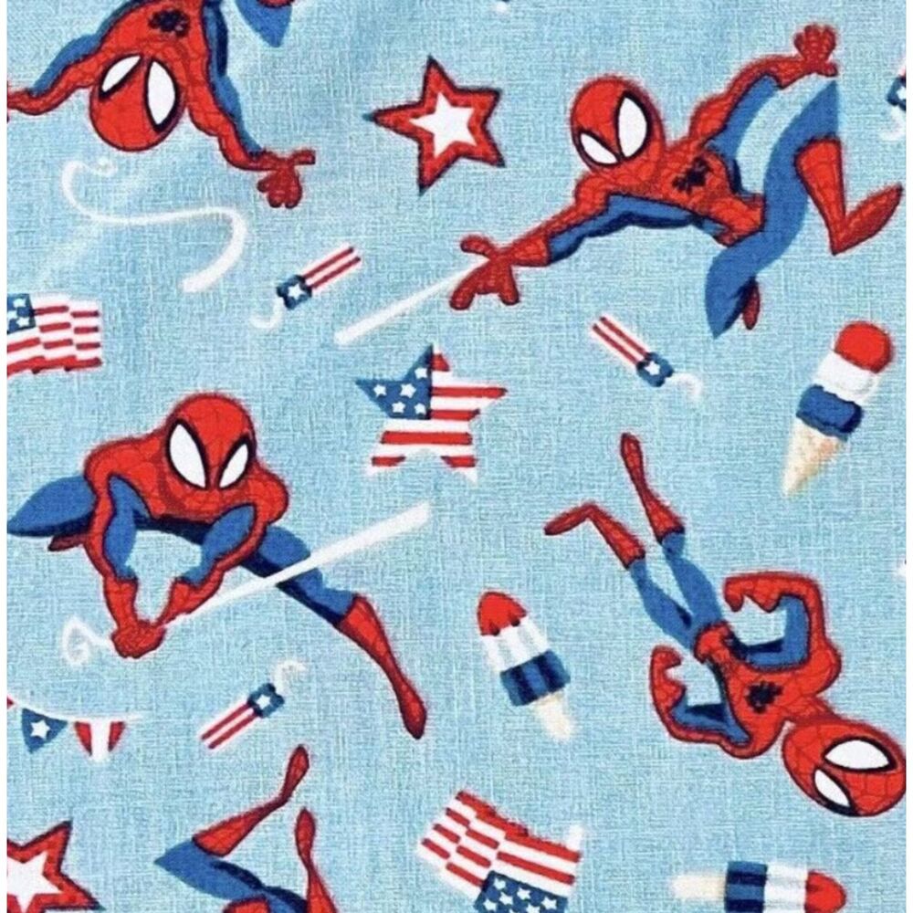 Camelot Fabrics Patriotic Marvel SPIDER-MAN Fabric Super Hero Cotton Flag BTY
